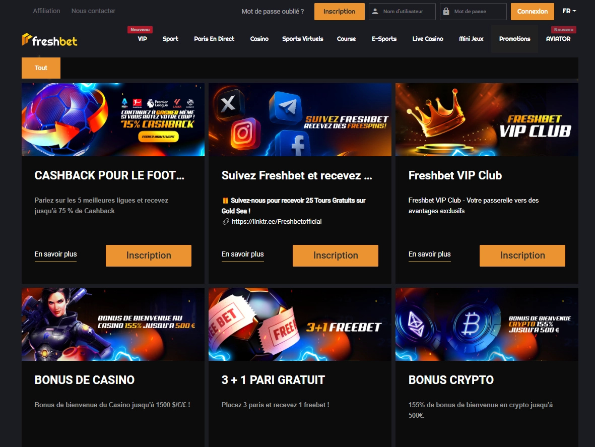 Promotions régulières et bonus hebdomadaires chez Freshbet